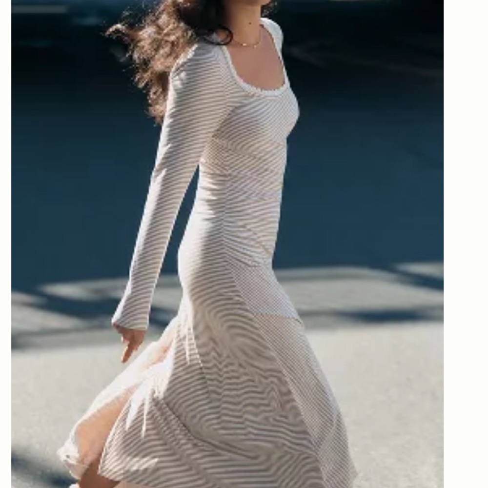 DAILY PRACTICE BY ANTHROPOLOGIE FITTED RUCHED MAXI DRESS